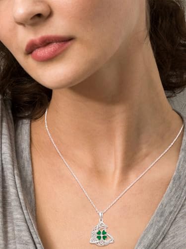 PRAYMOS 925 Sterling Silver Religious Islamic Necklace/Irish Triquetra Celtic Knot Pendant Jewelry Gift for Women - style: Celtic four clover