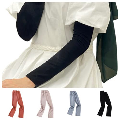 4 Pairs Muslim Elastic Arm Sleeves for Women Modal Cotton Sunscreen UV Protection lslamic Arab Ramadan Sleeve Cover - color: 6 +12+ 18 +24