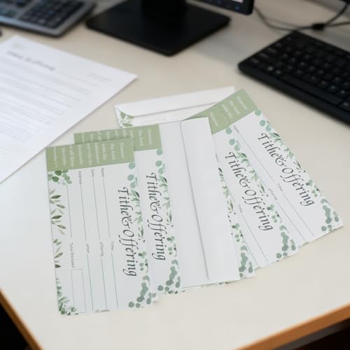 1100 Count Church Offering Envelopes Greenery Bill Size Blank Envelope Tithe Donation My Offering for Checks Cash Religious Occasions Church Supplies