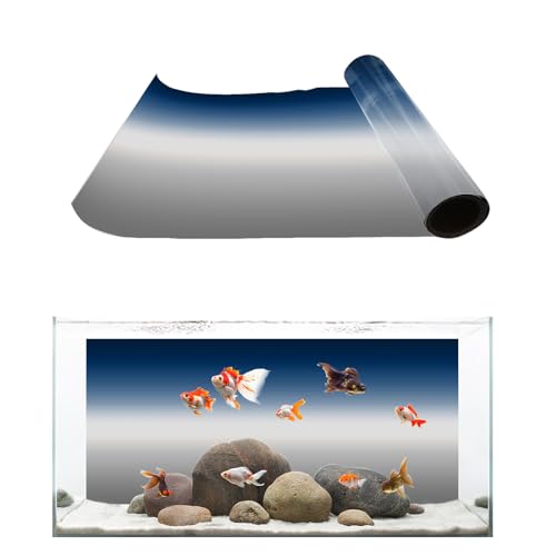 Navy Blue Gray Ombre Aquarium Background 24x48 Inch Self-Adhesive Fish Tank Decorations, Modern Gradient Abstract Art Decorative Fish Tank Background Polyester Aquarium Decor Poster - size: 24x48in