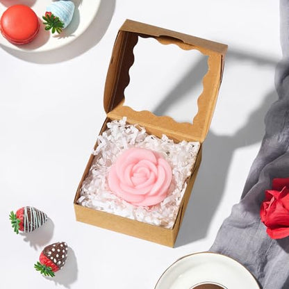 3.2" x3.2" x1.5" 50PCS Mini Bakery Boxes with Window Party Favors&Gifts - color: Brown