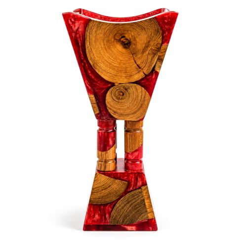 SS Craft Wood & Resin Incense Burner Holder with Heat-Resistant Metal Insert – Handmade Decorative Incense Stick Stand for Home Decor, Meditation, Aromatherapy & Gifting - color: Burgundy