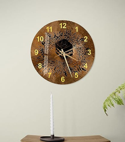 Tempered Glass Wall Clock - Islamic Wall Art for Living Room, Muslim Home Decor, Quran Wall Decor, Ramadan Decoration, Eid Gifts, Arabic Calligraphy (Kaaba) - style: Kaaba