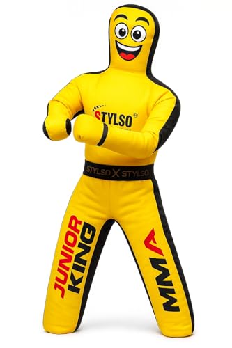 Unfilled Wrestling Dummy for Kids – Youth Grappling Dummy BJJ, MMA, Jiu Jitsu & Judo Training Partner – Durable Martial Arts Practice Buddy - color: Yellow, size: 3ft / 36"