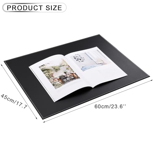 Desk Pad & Mat 24" x 18" Protector Large Mouse Pad PU Leather for Desktops and Laptops (Black) - color: Black-a110