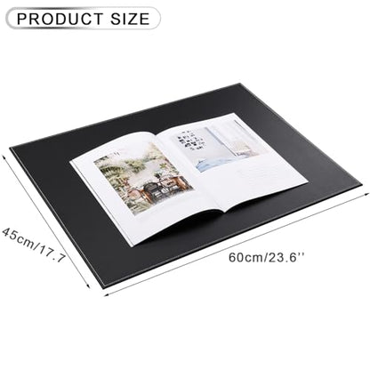 Desk Pad & Mat 24" x 18" Protector Large Mouse Pad PU Leather for Desktops and Laptops (Black) - color: Black-a110