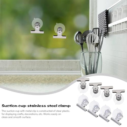 Amosfun 8pcs Suction Cup Clip Smooth Surface Mounted Small Clamp for Holding Signs Memos Fish Feeding Tool Veggie Feed Holder Underwater Fish Feeder