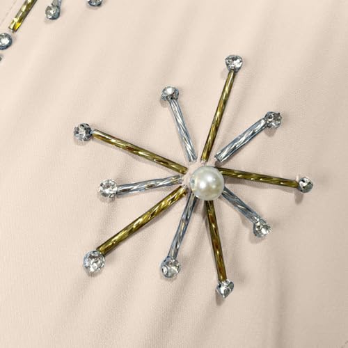 IDOPIP Muslim Abayas for Women Long Sleeve Open Front Cardigan Rhinestone Applique Islamic Dubai Maxi Kaftan Dress with Belt - color: Champagne, size: Large