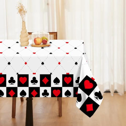 1Pc Casino Poker Card Party Plastic Tablecloth 54 x 87 Inch Long Table Cover, Las Vegas Club Bar Game Cards Wedding Baby Shower Party Holiday Dinner Picnic or Tablecloth for Kitchen Event Use - color: Casino Poker Card