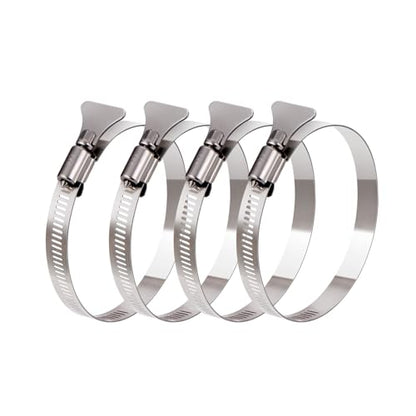 4 Pack 3 inch Hose Clamps, Adjustable 2 1/2"-3 1/2" OD, Handle Screw | 304 Stainless Steel, Easy Turn Thumb Screw Hose Clamps For Securing Hose, Dryer, Automotive and Mechanical Applications - size: 3" x 4Pcs