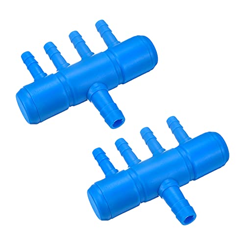 uxcell 2Pcs 8mm to 5.5mm 4 Ways Air Line Tubing Splitter Connector Fish Tank Oxygen Pipe Air Tubing Adapter for Aquarium, Blue - style: 4 Ways