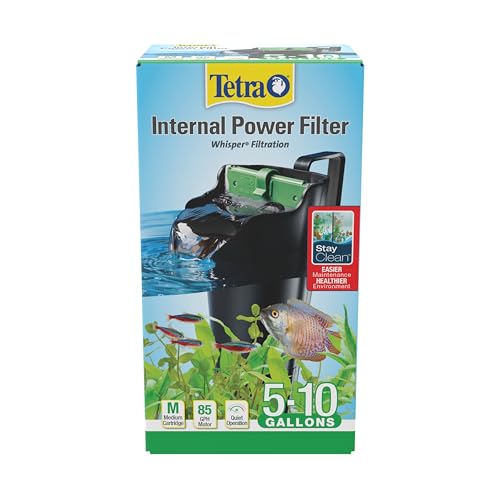 Tetra Whisper 85 GPH Internal Power Filter For Aquariums | For Fish Tanks Up To 10 Gallons, Whisper Quiet, Space-Saving Internal Filter Clips on Tank - size: 5 - 10 Gallons