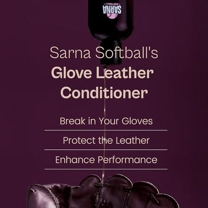 SARNA BASEBALL Glove Conditioner, Liquid, 8 Oz – Water-Based, Non-Darkening, No Sticky Residue – Glove Conditioner for Mitts, Baseball & Softball Gear Made in USA - size: 8oz Softball