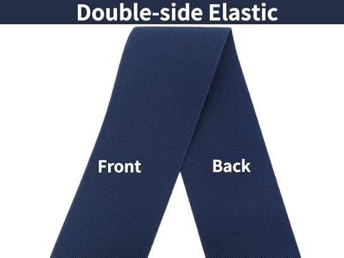 Navy Blue Knit Elastic Band 3 inch 5 Yards Double-Side Twill Woven Elastic Heavy Stretch Elastic Spool for Sewing Pants Waistband, Wigs, Skirts, Craft DIY Projects (#18) - color: Navy #18