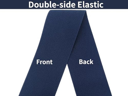 Navy Blue Knit Elastic Band 3 inch 5 Yards Double-Side Twill Woven Elastic Heavy Stretch Elastic Spool for Sewing Pants Waistband, Wigs, Skirts, Craft DIY Projects (#18) - color: Navy #18