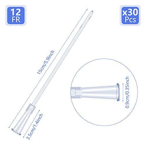 White PVC Replacement Tube Supplies Colon Tubes Kit Clear Replacements Hose with Flexible Rounded End for Smooth Insert Catheters for Women Men FR12 (30 Pieces)