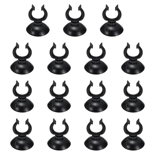 Aquarium Suction Cups, Fish Tank Suction Cups Clips Airline Tube Holders Clamps (Plastic, 15Pcs, Black) for 0.7" Fish Tank Airline Tubing Binding Moss Shrimp Nest, 17x30MM - color: Black, size: 17x30MM