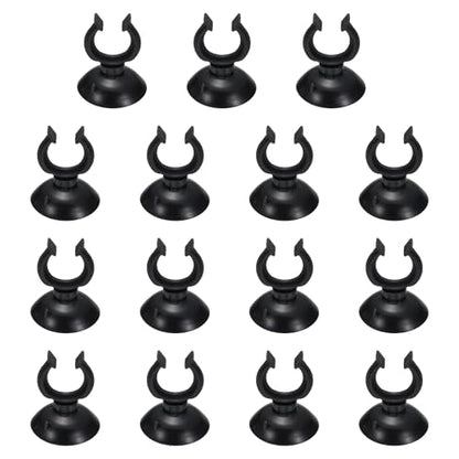 Aquarium Suction Cups, Fish Tank Suction Cups Clips Airline Tube Holders Clamps (Plastic, 15Pcs, Black) for 0.7" Fish Tank Airline Tubing Binding Moss Shrimp Nest, 17x30MM - color: Black, size: 17x30MM