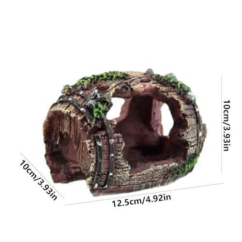 Aquarium DecorBroken Barrel Design Resin OrnamentResin Fish Aquarium Decorations | for Small Pets Shrimp Starfish Turtle Jellyfish Reptile Freshwater
