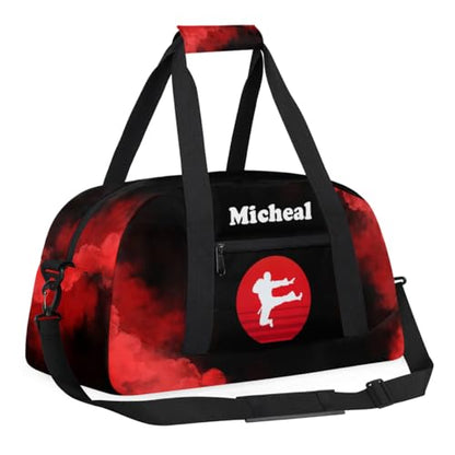 Personalized Martial Art Bag Duffel Bag for Girls, Custom Taekwondo Karate Bag Overnight Bags for Travel Weekender Practice Traing Red - color: Option 5