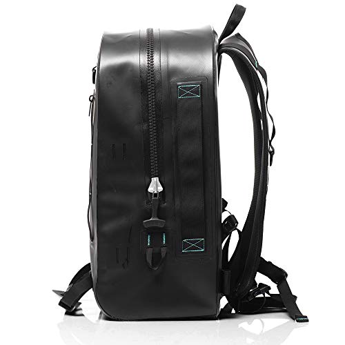 BOTE Highwater Backpack Waterproof Outdoor Zipper Dry Bag 28 Liter Capacity Molle Straps Fully Submersible Watersports Kayaking Fishing Hunting Boating | 100% waterproof 28L backpack with submersible gear protection - color: Black