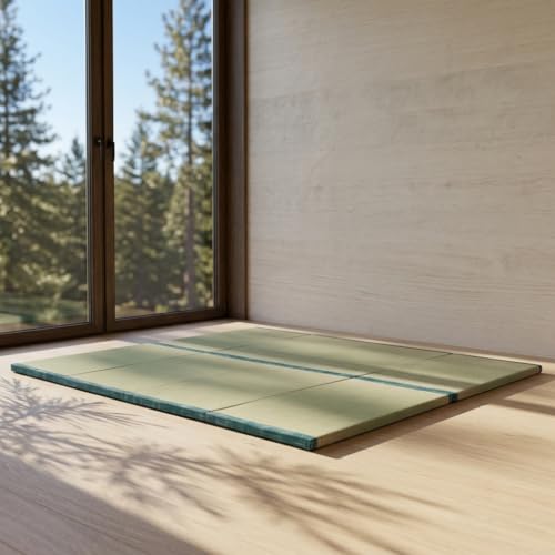 MustMat Japanese Floor Mattress Foldable Tatami Mats Folding Tatami Futon Mattress Rush Grass Floor Bed 35.4"x78.7"x1.2"(2 piece Set) - size: 2 piece set