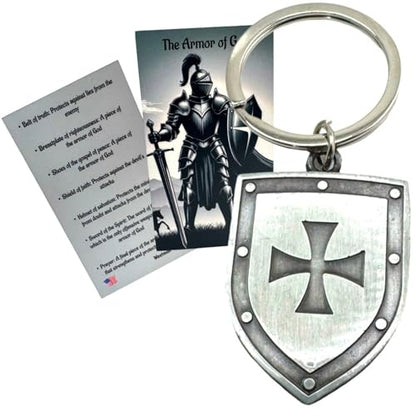 Westmon Works Armor of God Keychain Set Metal Key Ring with Holy Card