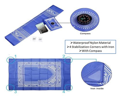 Travel Prayer Mat, 4 PCS 60cm*100cm Portable Prayer Mat, Waterproof Prayer Mat, Prayer Rug, Muslim Travel Prayer Mat, for Ramadan Gifts, Muslim Prayer (Green, Blue, Red, Black)