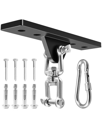 Ceiling Mounted Swing Hooks Rotate 360 Degrees, Heavy Bag Hanger for Punching Bags, Stainless Steel Swing Hangers for Gym Aerial Yoga Swing Chairs and Hammocks - style: Heavy Bag Hanger with Link Buckle