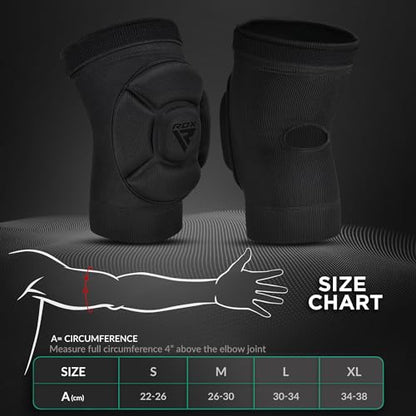 RDX Elbow Pads, Muay Thai MMA Kickboxing Sparring Elbow Guard, Martial Arts Striking Protection,Wrestling Basketball Adjustable MTB Volleyball Compression Padded Sleeve, Men Women - color: Black Black, size: Large