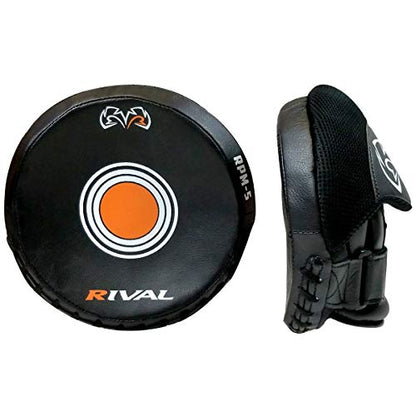 RIVAL Boxing RPM5 2.0 Parabolic Punch Mitts - Perfect for Precision and Combination Punching, 7" Diameter Striking Surface - color: Black
