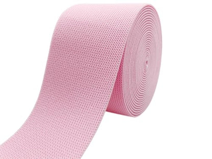 Pink Knit Elastic Band 3 inch 5 Yards Double-Side Twill Woven Elastic Heavy Stretch Elastic Spool for Sewing Pants Waistband, Wigs, Skirts, Craft DIY Projects - color: Pink