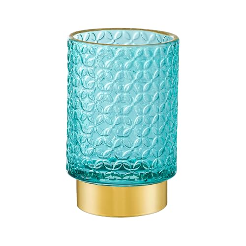 Makeup Brush Holder Organizer,Toothbrush Holders,Desk Pen Pencil Holder,Multifunctional Vintage Glass Brush Cup（A44-6-US） - color: Turquoise