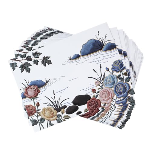 A7 Envelopes, 5x7 Inch, 40 Pack, 120gsm Flower Wild Rose Printed White Paper, Double-Sided Floral Print, Gummed Seal, Envelope for Invitations and Greeting Cards (White Wild Rose) - color: White Wild Rose