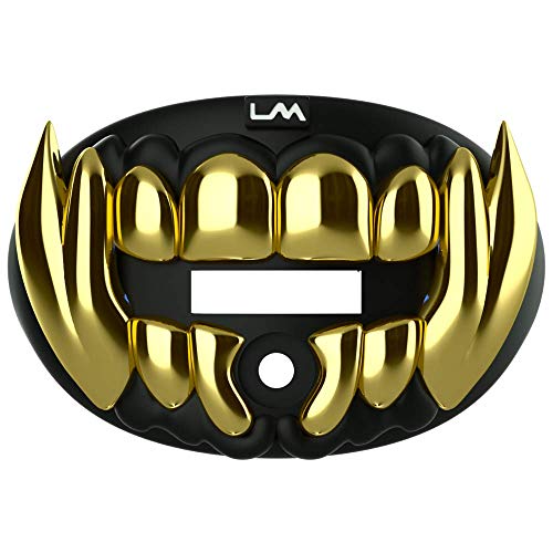 Loudmouth Football Mouth Guard - 3D Chrome Beast Football Mouthpiece, Fits Adult & Youth Ages 5+, Accessories Mouth Guard (3D Beast - Chrome Black/Gold) - color: 3d Beast - Chrome Black/Gold