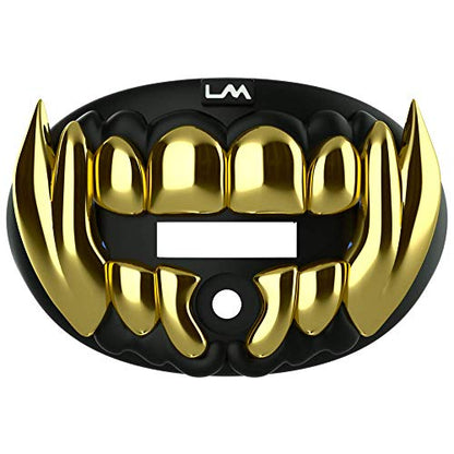 Loudmouth Football Mouth Guard - 3D Chrome Beast Football Mouthpiece, Fits Adult & Youth Ages 5+, Accessories Mouth Guard (3D Beast - Chrome Black/Gold) - color: 3d Beast - Chrome Black/Gold
