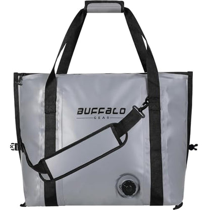 Buffalo Gear Insulated Fish Cooler - 27.5QT 58QT Waterproof Flat Bottom Bag, Leakproof and Fishing Kill Bag - color: Gray-27.5QT