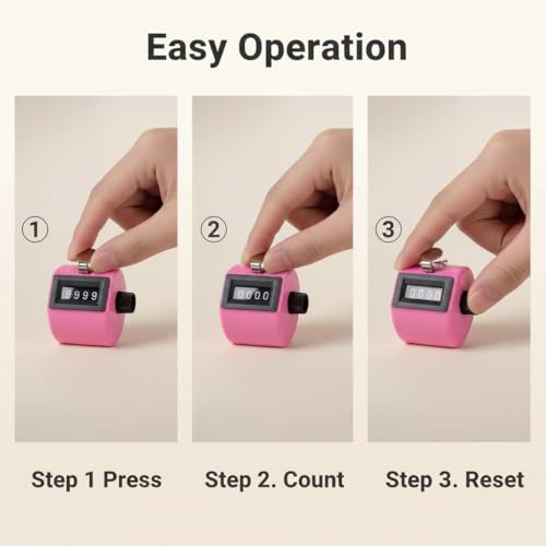 Hand Tally Counter - 4 Digit Mechanical Clicker Counter for Knitting and Crochet - Handheld Lap, Pitch & People Counter with Finger Ring - No Battery Required for Teachers, Nurses,(Black)