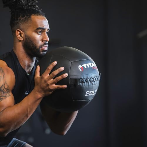 Titan Fitness 25 LB Composite Wall Ball, Soft Shell Poly-Composite Laminate Cross Texture Non-Slip Grip, Tight Stitching, Medicine Ball for Core, Full-Body, Functional Workouts, Exercise Ball