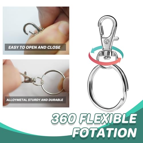 Keychain, 68PCS Swivel Snap Hooks with Key Rings, Metal Lobster Claw Clasp,34PCS Keychains Clips Hooks and 34PCS Key Chain Rings,Keychain Rings for DIY Crafts,Jewelry Making Silver/Mix - color: silver/mixed
