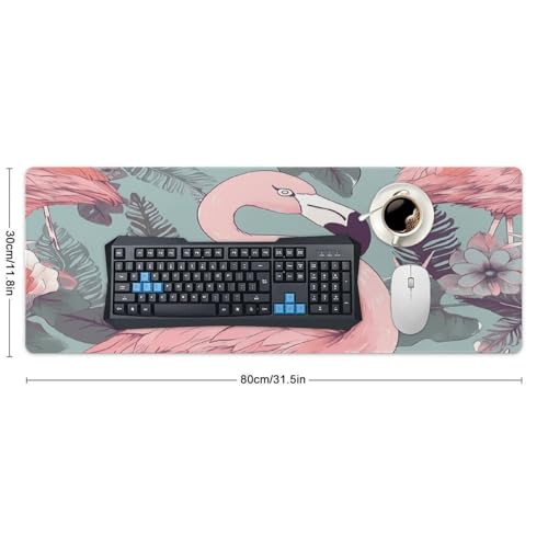 Large Size Gaming Mouse Pad Flamingo2 Desk Mat Non-Slip Base Waterproof Desktop Writing Pad for Office Home - color: Flamingo2, size: 30x80cm