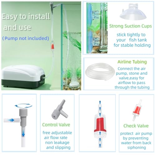AQUANEAT Aquarium Air Stone Disc, 1.4 Inch Nano Bubble Stone Kit Quiet Dissolved Oxygen Diffuser with Accessories tubing and valves for Small Fish Tank - size: 1.4 inch