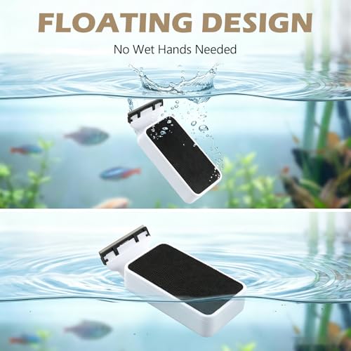 Aquarium Strong Magnetic Glass Cleaner Brush, Fish Tank Glass Scrubber Algae Scraper Comfortable Grip Handle with 2 Detachable Scrapers Mag Float Scrubber for 0.2 Inch Tanks(S) - size: S for Glass Thickness: 0.2"
