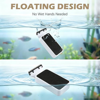Aquarium Strong Magnetic Glass Cleaner Brush, Fish Tank Glass Scrubber Algae Scraper Comfortable Grip Handle with 2 Detachable Scrapers Mag Float Scrubber for 0.32 Inch Tanks(M) - size: M for Glass Thickness: 0.32"