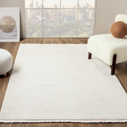 LUXE WEAVERS Machine-Woven Stain-Resistant Area Rug Cream 4x6 - color: Cream, size: 4' x 6' (Rectangular)