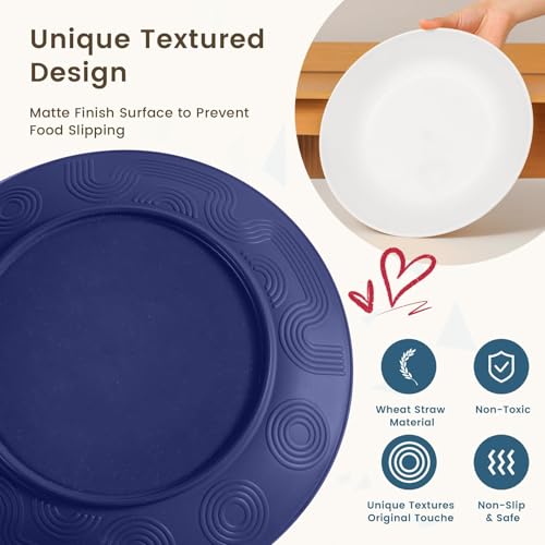 Homienly 40 PCS Wheat Straw Plates and Bowls Sets, Cups Sets, Service for 8, Unbreakable Microwave and Dishwasher Safe Dinnerware Sets,Reusbale Plastic Dishes Set - Island, Matte - color: Island Matte, size: 40 PCS