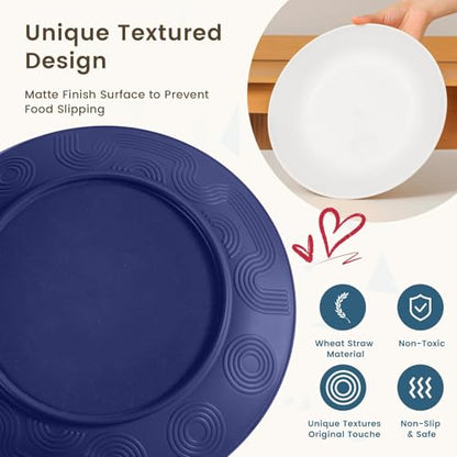 Homienly 40 PCS Wheat Straw Plates and Bowls Sets, Cups Sets, Service for 8, Unbreakable Microwave and Dishwasher Safe Dinnerware Sets,Reusbale Plastic Dishes Set - Island, Matte - color: Island Matte, size: 40 PCS