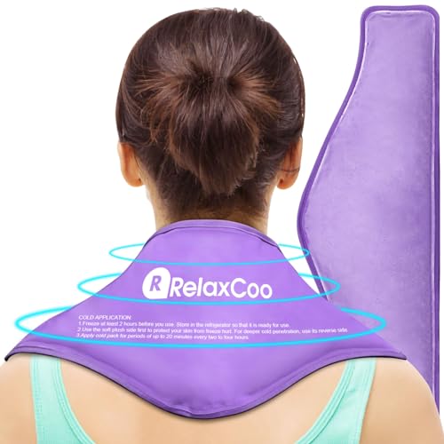 RelaxCoo Neck Ice Pack Wrap, Reusable Gel Ice Pack for Neck Shoulders, Cold Compress Therapy for Pain Relief, Injuries, Swelling, Bruises, Sprains, Inflammation and Cervical Surgery Recovery Purple - style: Purple-1 Pack