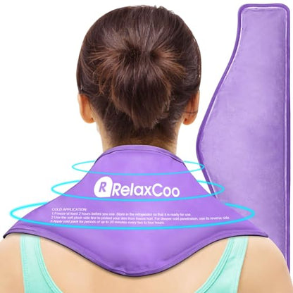 RelaxCoo Neck Ice Pack Wrap, Reusable Gel Ice Pack for Neck Shoulders, Cold Compress Therapy for Pain Relief, Injuries, Swelling, Bruises, Sprains, Inflammation and Cervical Surgery Recovery Purple - style: Purple-1 Pack