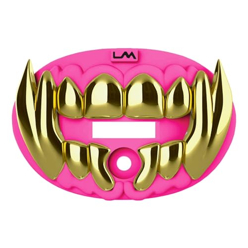 Loudmouth Football Mouth Guard - 3D Chrome Beast Football Mouthpiece, Fits Adult & Youth Ages 5+, Accessories Mouth Guard (3D Chrome Beast - Fluorescent Pink) - color: Fluorescent Pink